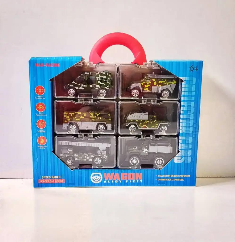 مجموعة سيارات عسكرية علبة شفافة