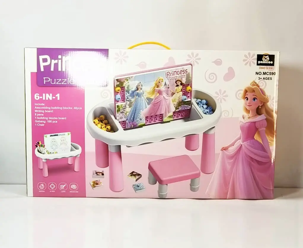 طاولة تطبيقه+رسم باربي مع كرسي